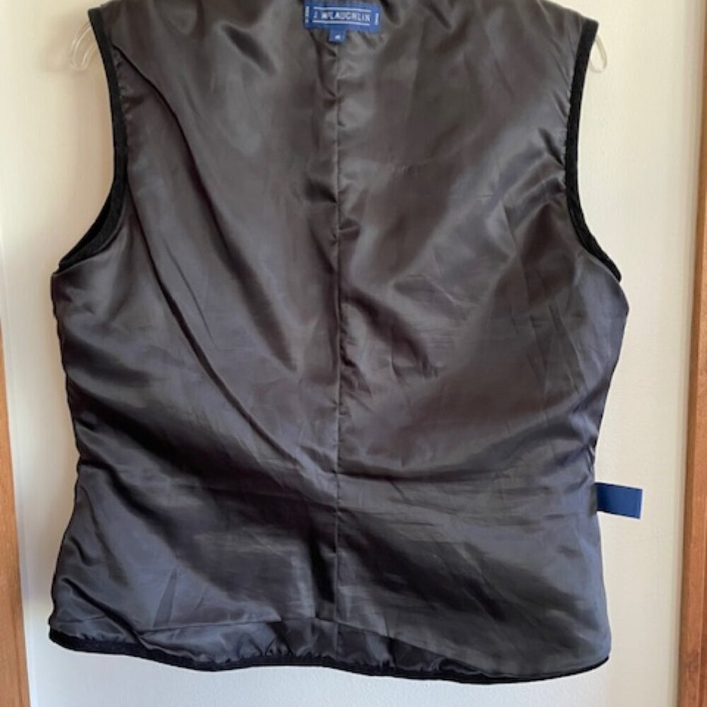 J. MCLAUGHLIN Equestrian Print Silk Quilted Vest Black Medium - Picture 13 of 15